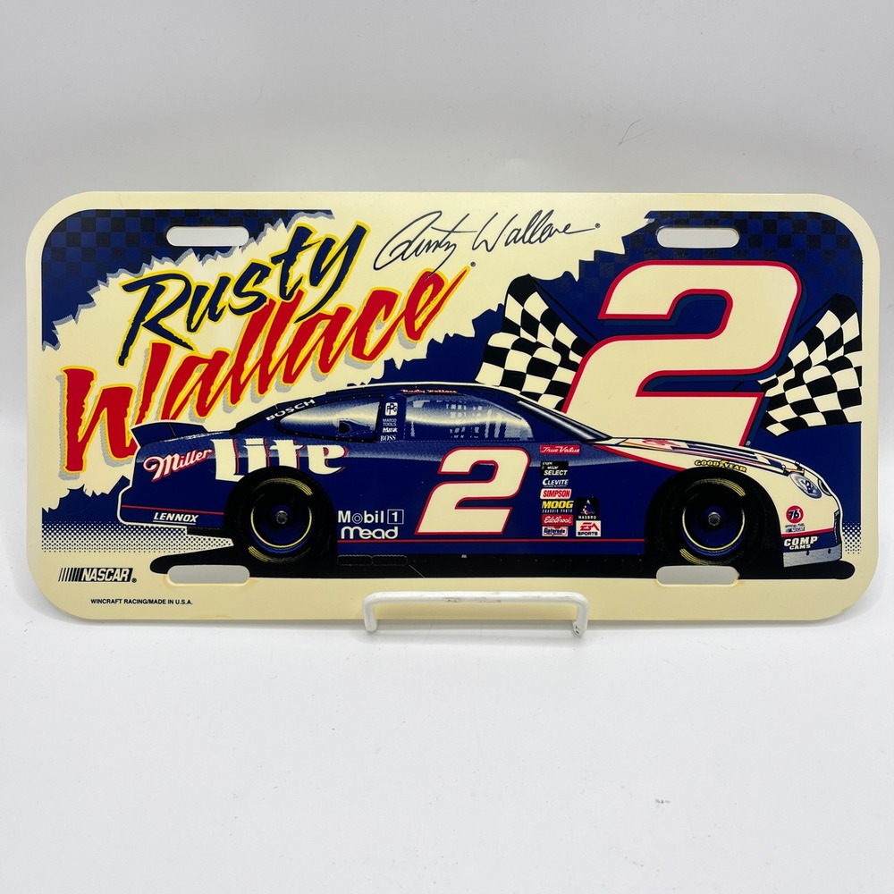 Vintage Rusty Wallace #2 Miller Lite NASCAR License Plate WinCraft Racing Tag